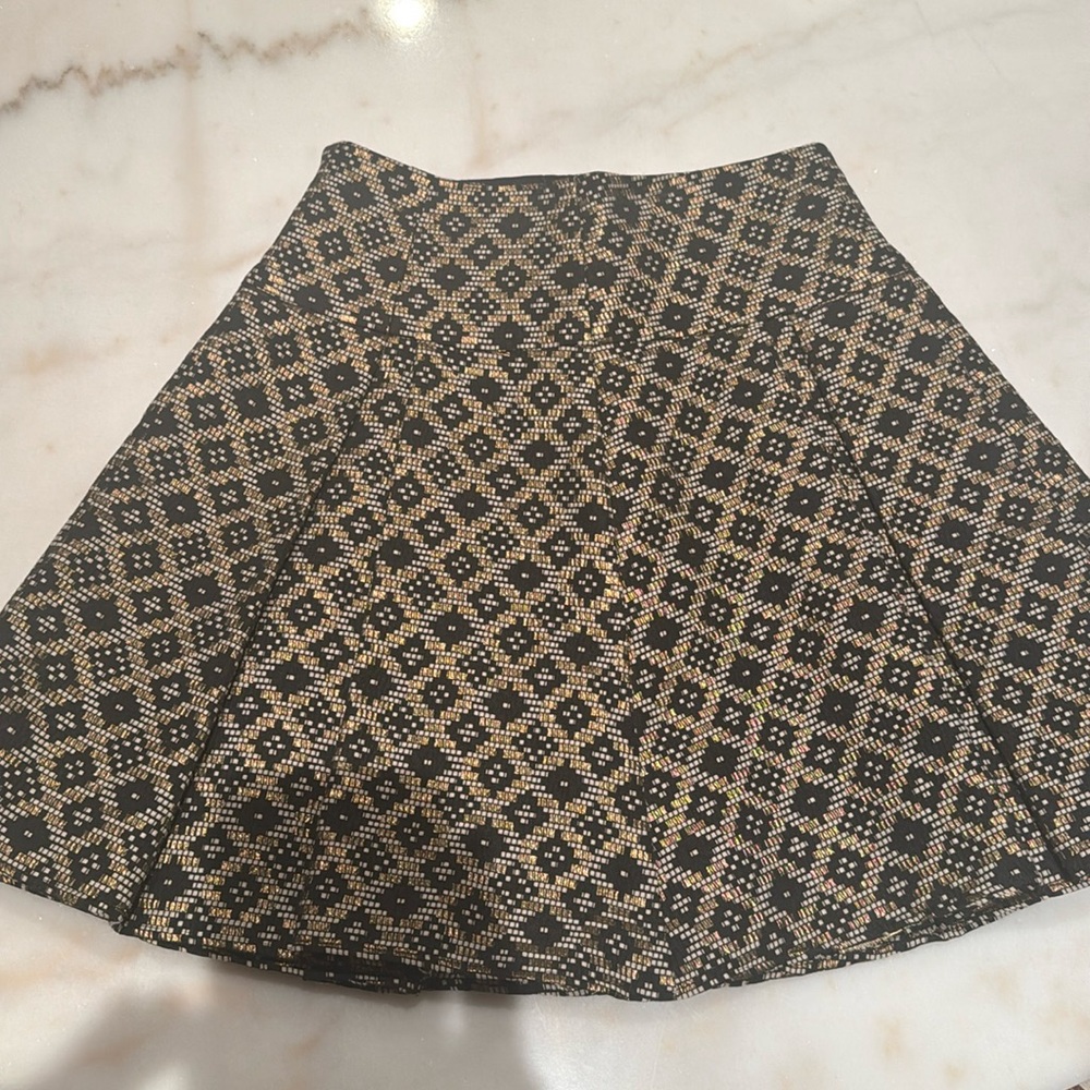 Nanette Lepore back and gold metallic pleated mini skirt size 0